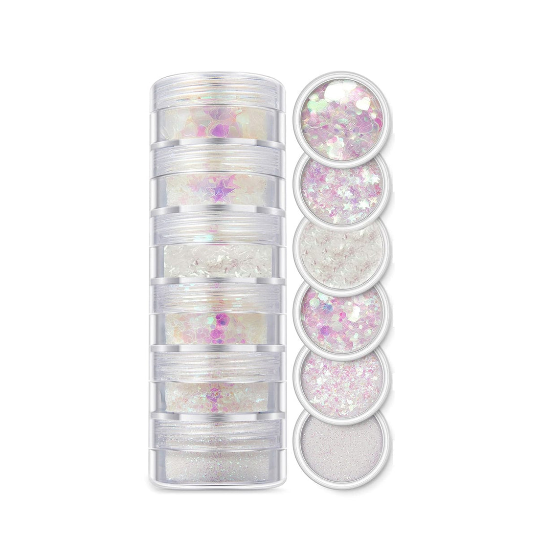 JUST CRAFT IT GLITTER & CHUNKS 6 In 1 Glitter & Chunks Holo White Sg03